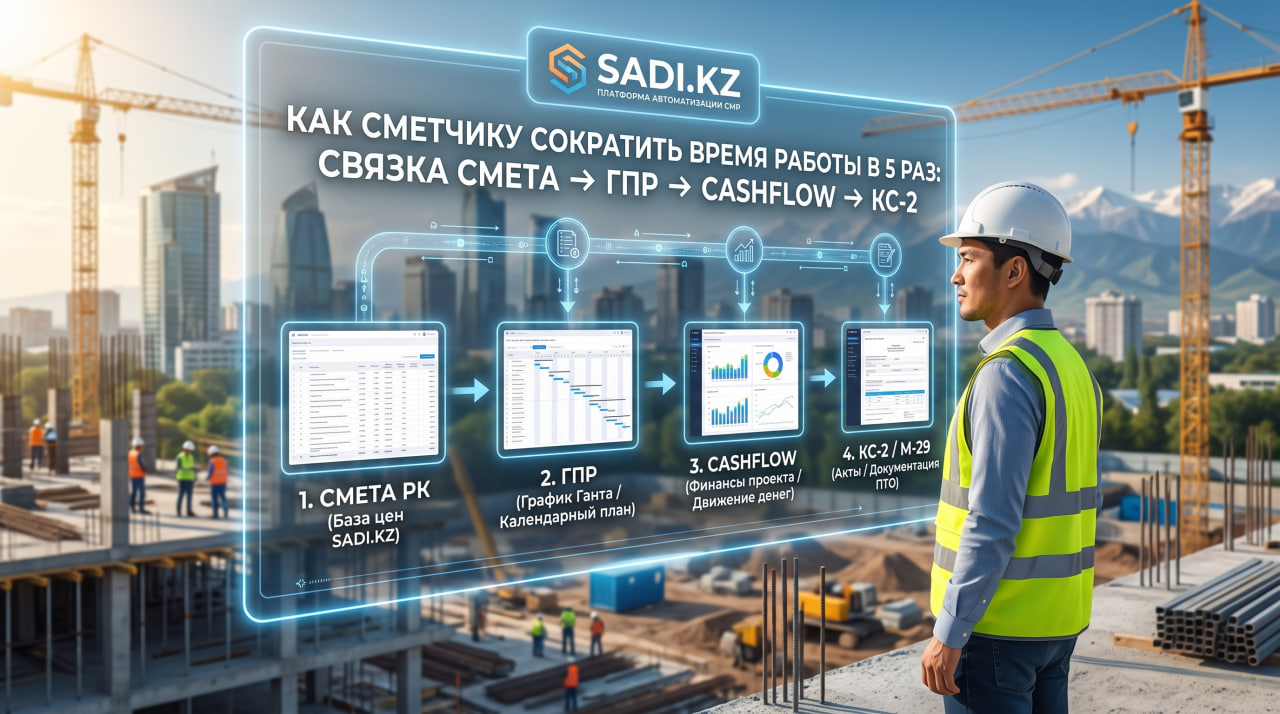 Как сметчику и инженеру ПТО в Казахстане сократить время работы в 5 раз: Связка Смета → ГПР → Cashflow → КС-2 / М-29